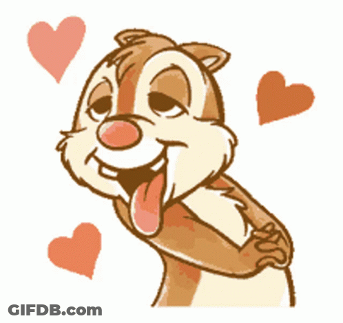 Chipmunk With Tongue Out And Hearts Around GIF