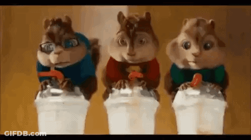 Chipmunks Drinking Milkshakes With Straws GIF
