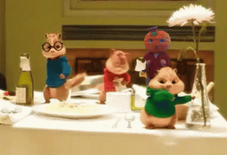 Chipmunks Festive Dinner GIF