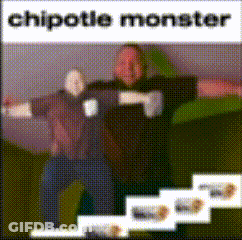Chipotle Monster Advertisement With Dancing Men GIF