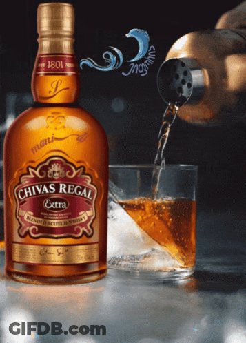 Chivas Regal Blended Scotch Whisky Poured Into Glass GIF