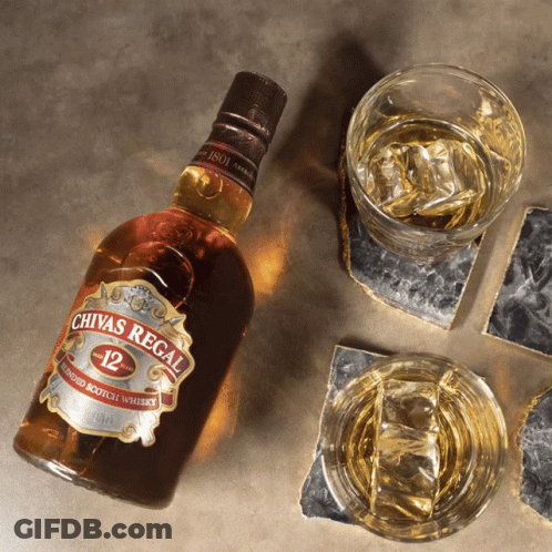Chivas Regal Bottle With Two Glasses GIF