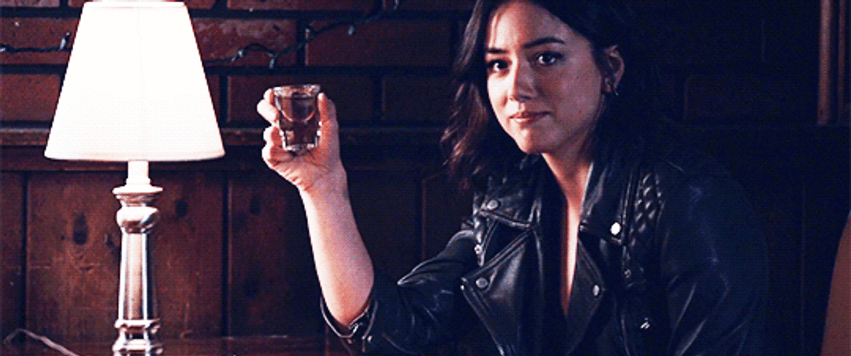 Chloe Bennet Drinking Liquor GIF