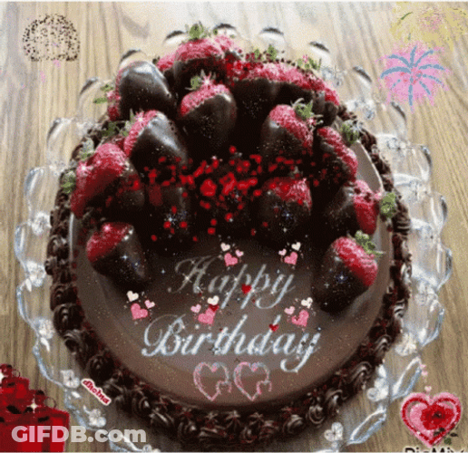 Choco Strawberry Cake For Birth Celebration GIF