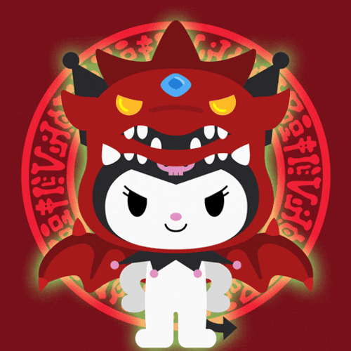 Chococat Kuromi Red Wings Creepy Background GIF