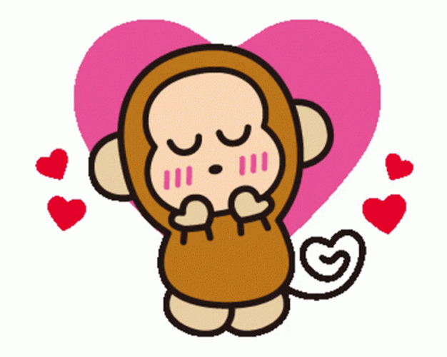 Chococat Monkichi Blushing Heart Background GIF
