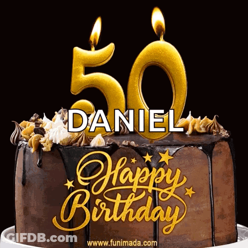 Chocolate Birthday Cake With 50 Daniel Candles GIF