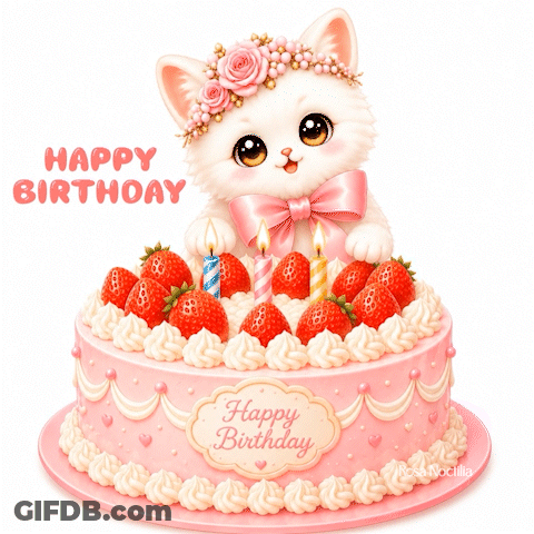 Chocolate Birthday Cake With Candles And Sprinkles Saying Happy Birthday GIF