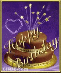 Chocolate Birthday Cake With Heart And Stars GIF