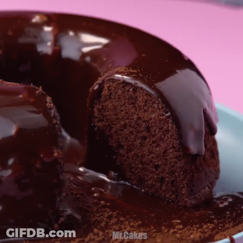 Chocolate Bundt Cake With Slice GIF