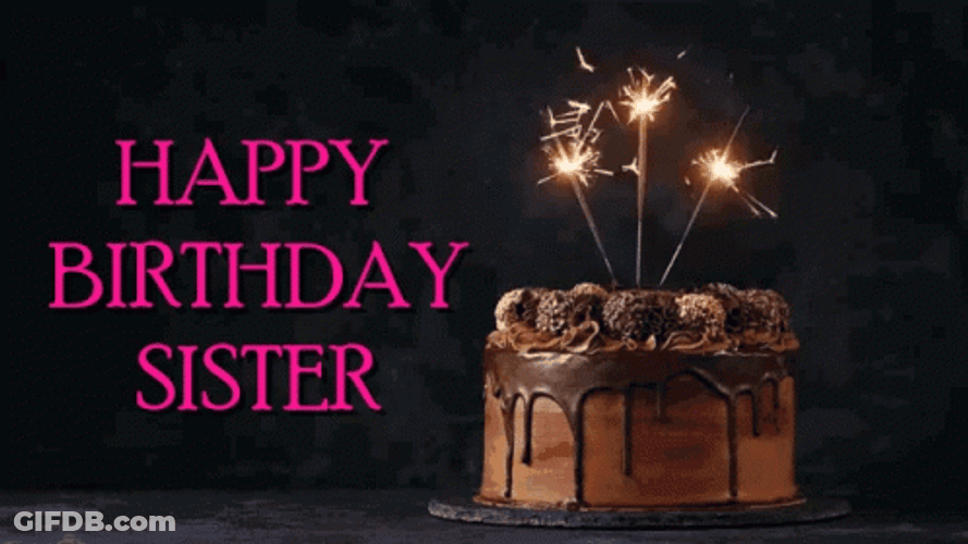 Chocolate Cake Happy Birthday Sis GIF