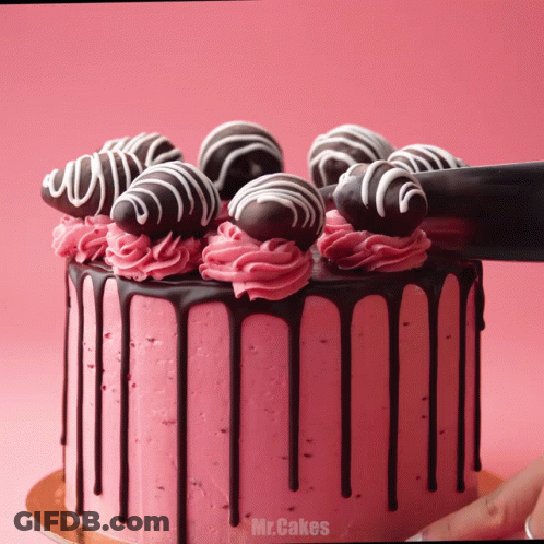 Chocolate Cake On Wooden Stand GIF