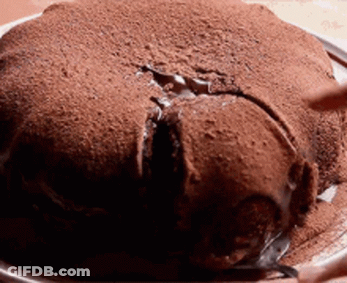 Chocolate Cake With A Bite Taken Out GIF