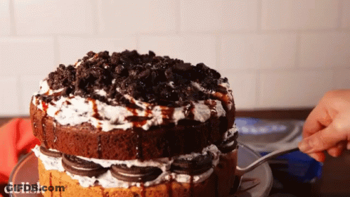 Chocolate Cake With Oreos And Whipped Cream GIF