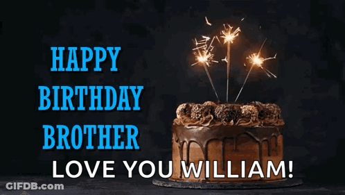 Chocolate Cake With Sparklers Happy Birthday Brother William GIF