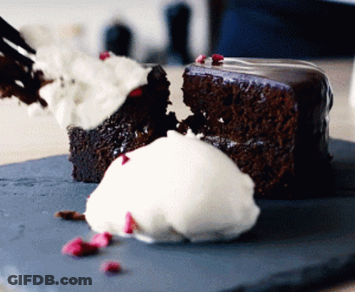 Chocolate Cake With Whipped Cream GIF