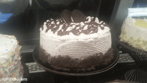 Chocolate Cake With White Frosting And Oreos GIF