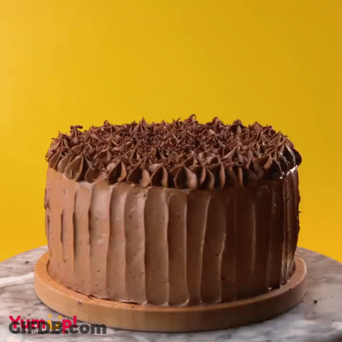 Chocolate Cake With Yum Text GIF