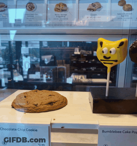 Chocolate Chip Cookie And Bumblebee Cake Pop GIF