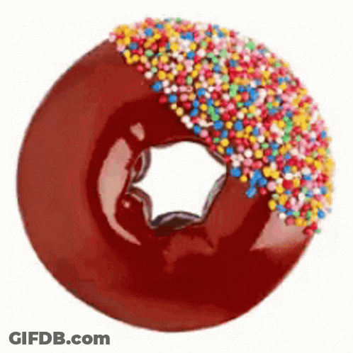 Chocolate Donut With Sprinkles And Hole GIF