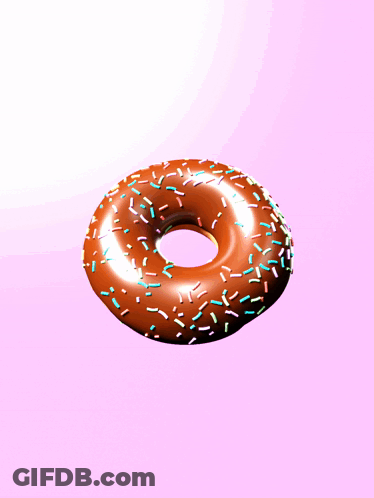 Chocolate Donut With Sprinkles On Pink Surface GIF