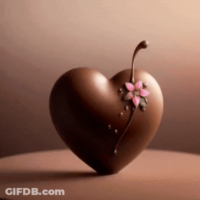 Chocolate Heart With Flower GIF