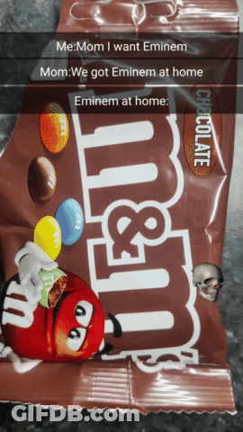Chocolate M&M Bag With Eminem GIF