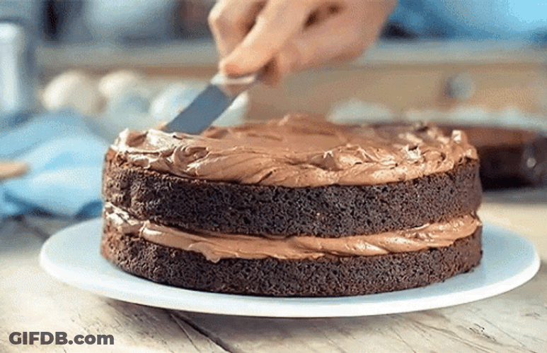 Chocolate Moist Cake Icing Spreading GIF