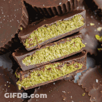 Chocolate Peanut Butter Cups With Green Filling GIF