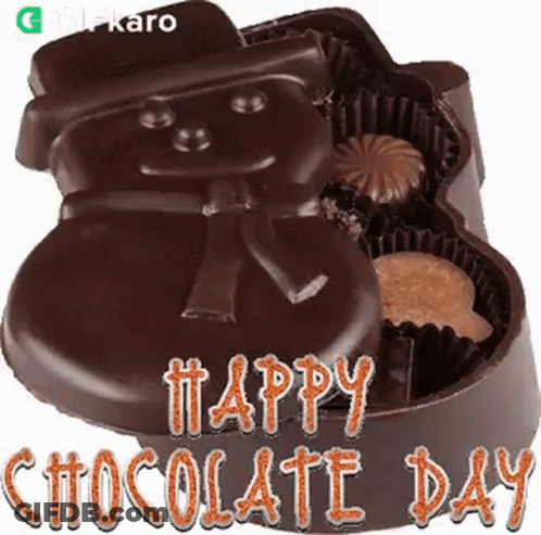 Chocolate Snowman Saying Happy Chocolate Day GIF