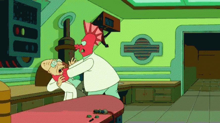 Choking Farnsworth Futurama GIF