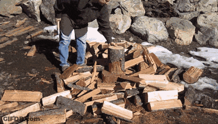 Chopping Wood With Axe GIF