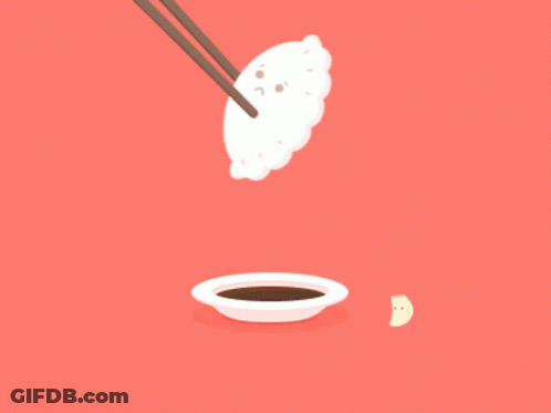 Chopsticks Holding Rice Over Bowl Of Soy Sauce GIF