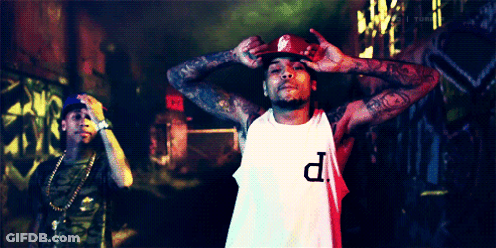 Chris Brown And Tyga On Snapbacks Back GIF