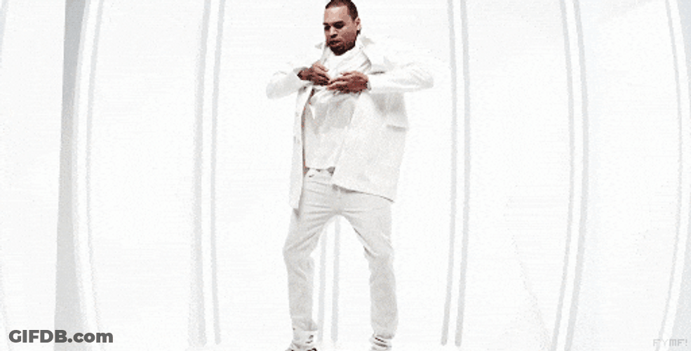 Chris Brown On All White Smooth Moves GIF