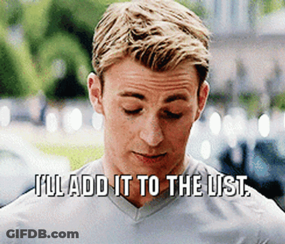 Chris Evans I'll Add It To The List Checklist GIF