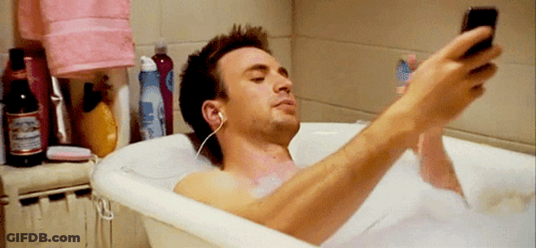 Chris Evans Selfie During Bubble Bath Time GIF