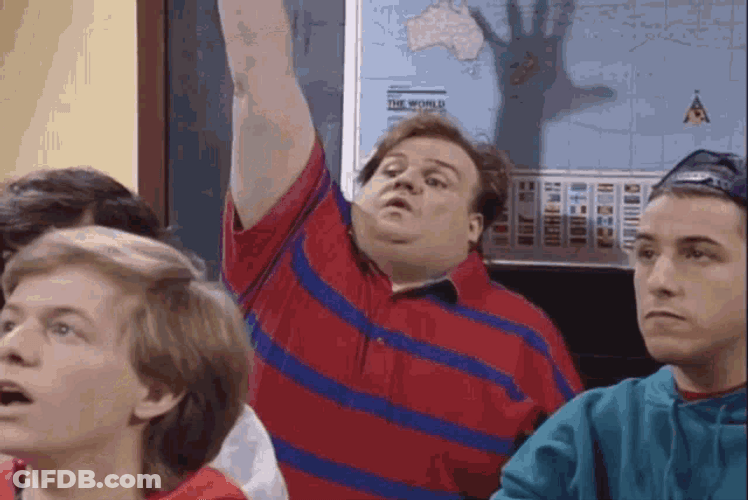Chris Farley Hands Up GIF