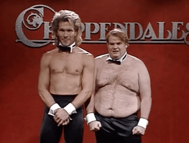 Chris Farley Patrick Swayze Chippendale GIF