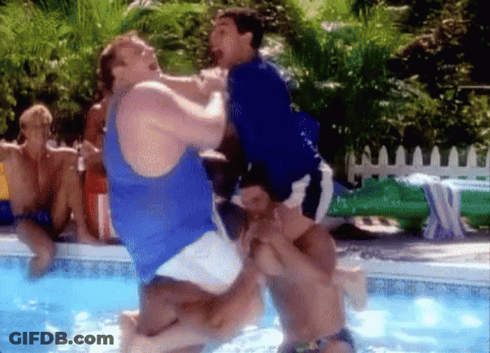 Chris Farley Pool Fight GIF