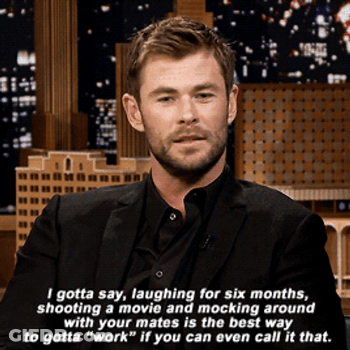 Chris Hemsworth Air Quotes Work GIF