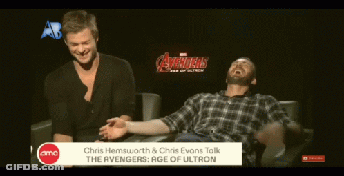 Chris Hemsworth And Chris Evans Talk About Avengers Age Of Ultron GIF