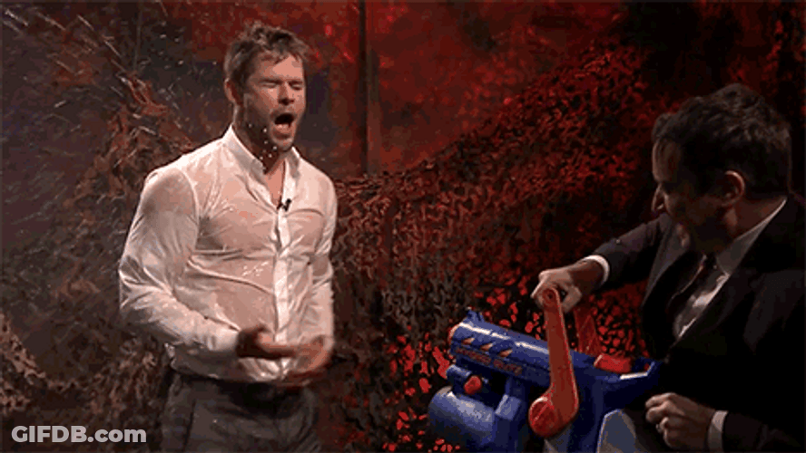 Chris Hemsworth Shows Off Wet Tshirt GIF