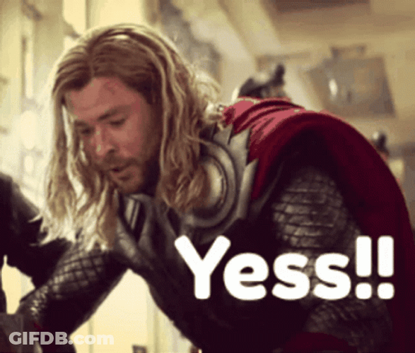 Chris Hemsworth Yessss While Holding Hammer GIF