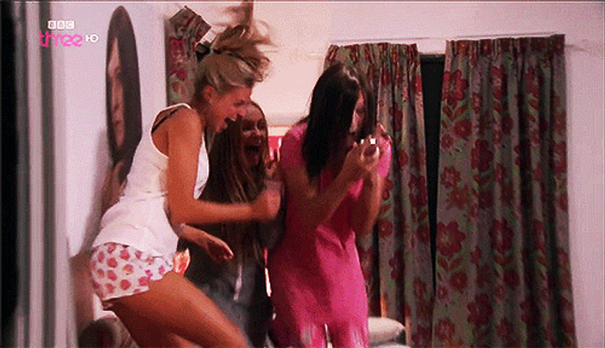 Chris Lilley Friends Match My Freak Giggle Jumping GIF