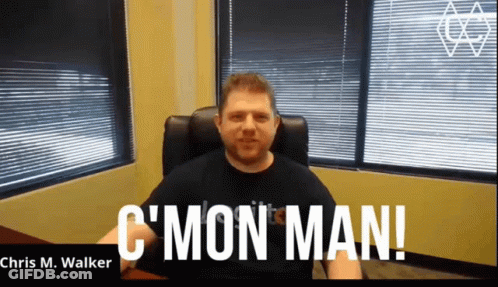 Chris M. Walker Is Sitting In A Chair In Front Of A Window And Says C Mon Man GIF