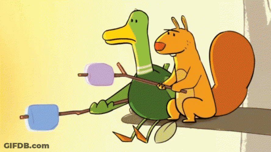 Chris P Duck Roasting Marshmallows Campfire GIF
