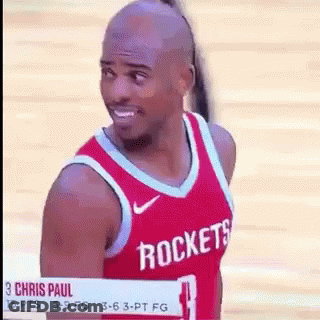 Chris Paul In Red Rockets Jersey Smiling GIF