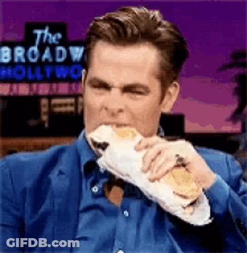 Chris Pine Biting His Sandwich GIF