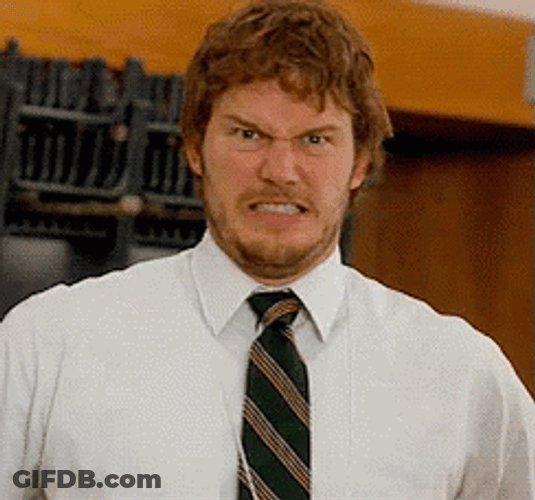 Chris Pratt Andy Dwyer Grimace Facial Reaction GIF